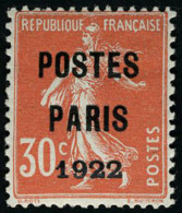 Neuf Sans Charnière N° 32, 30c Postes Paris 1922 T.B.rare Signé Brun - Autres & Non Classés