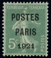 Gomme Non Originale N° 26 + 26c, Les 2 Papiers Du 5c Vert Postes Paris 1921 Signés JF Brun Ou Calves - Autres & Non Classés