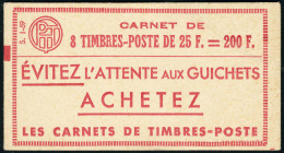 Neuf Sans Charnière N° 1011C-C1. 25f Rouge Type Muller, Carnet De 8ex, Piquage à Cheval Vertical,... - Autres & Non Classés