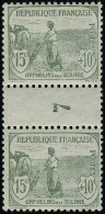 Neuf Sans Charnière N° 150, 15c + 10c Gris Vert, Paire Verticale Millésime 7,  T.B. - Autres & Non Classés