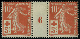 Neuf Avec Charnière N° 147, 10c + 5c Croix Rouge, 3 Paire Horizontales Millésimes 4, 5 Et 5, T.B.... - Autres & Non Classés