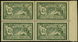 Neuf Sans Charnière N° 143, 45c Vert Et Bleu, Merson, Bloc De 4, Excellent Centrage, Superbe - Autres & Non Classés