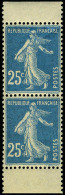 Neuf Sans Charnière N° 140f, 25c Bleu Semeuse, Paire Verticale De Carnet Type II, T.B. - Autres & Non Classés