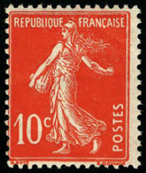 Neuf Sans Charnière N° 138c, 10c Semeuse écarlate, Infime Froissure De Gomme Sinon T.B. - Autres & Non Classés