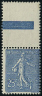 Neuf Sans Charnière N° 132a, 25c Bleu Foncé, Semeuse Lignée, Bdf, Interpanneau T.B. - Autres & Non Classés