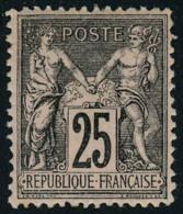 Neuf Sans Charnière N° 97, 25c Noir Sur Rose, Très Bien Centré, T.B. - Autres & Non Classés