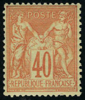 Neuf Sans Charnière N° 94a, 40c Vermillon Excellent Centrage, Signé Brun - Autres & Non Classés