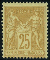 Neuf Avec Charnière N° 92, 25c Bistre Sur Jaune, Cl, T.B. - Andere & Zonder Classificatie