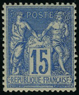 Neuf Sans Charnière N° 90, 15c Bleu T.B. - Autres & Non Classés