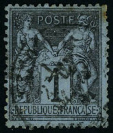 Oblitéré N° 84, 1c Noir Sur Bleu De Prusse, Bon Centrage, 1 Dent Lég Courte Comme Souvent... - Other & Unclassified