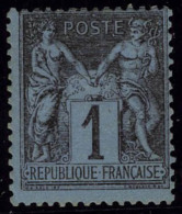 Neuf Avec Charnière N° 84, 1c Noir Sur Bleu De Prusse, Cl, Très Jolie Nuance, Superbe,... - Autres & Non Classés