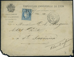 Lettre N° 60, 25c Bleu Sur L De L'Exposition Universelle De Lyon, Los GC 2145F Et Càd Exposition... - Autres & Non Classés