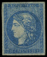 Neuf Avec Charnière N° 44B, 20c Bleu, Type I, Report II, Très Beau, Signé Brun, Roig +... - Altri & Non Classificati