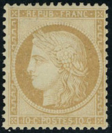 Neuf Avec Charnière N° 36, 10c Bistre Jaune, Cl T.B. Signé Calves - Autres & Non Classés