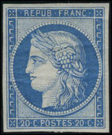 Neuf Avec Charnière N° 8f, 20c Bleu Réimpression Superbe - Andere & Zonder Classificatie