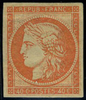 Neuf Avec Charnière N° 5A, 40c Orange Foncé Essai De Gomme Brunatre T.B. Signé Calves - Autres & Non Classés