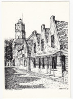 West-Terschelling  -  Torenstraat Met Brandaris  - (Pentekening B. Moorman) - Holland / Nederland - Terschelling