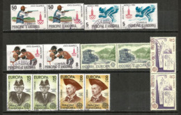 ANDORRE./ ANDORRA.,  Lot De 14 Timbres Oblitérés En Paires  , Cachets Ronds, Bonne Qualité (INCLUS 3 Séries EUROPA) - Gebruikt