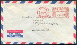 1968 Hong Kong Victoria Franking Machine Meter Mark Airmail Cover Jeppesen Maersk - Denmark - Lettres & Documents