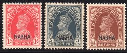 NABHA 1942 SC# 87-88, 90 MLH - INDIA STAMPS OF 1937 OVERPRINTED - Nabha