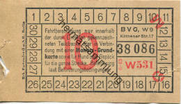 BVG Berlin Köthener Str. 17 - Fahrschein 1943 - Teilstreckenschein Oder In Verbindung Mit Einer Monats-Grundkarte Sowie - Europe