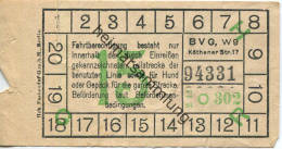 BVG Berlin Köthener Str. 17 - Fahrschein 1942 - Teilstreckenschein Sowie Für Hund Und Gepäck - Europe