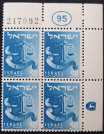 1955-56 Twelve Tribes NO WATER MARK MNH JUDAICA PLATE BLOCK TAB JERUSALEM TEL AVIV DOAR AIR MAIL POST STAMP ISRAEL - Ongebruikt (met Tabs)