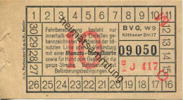 BVG Berlin Köthener Str. 17 - Fahrschein 1942 - Teilstrecke Oder In Verbindung Mit Einer Monats-Grundkarte Sowie Für Hun - Europe