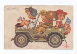 Illustrateur : Leclerc, Auto-stop, Enfants Dans Une Jeep, éd. SP - Leclerc