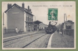 TOP CPA - RHONE- FRANCHEVILLE - LA GARE P.L.M. - Superbe Animation, Le Train Arrivant à Quai - B.F. Paris - Brignais