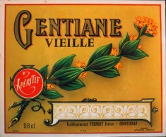 ETIQUETTE  " GENTIANE VIEILLE " - Apéritif - Parfait Etat - - Fleurs