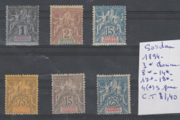 TIMBRES NEUF ( SOUDAN  )  */ NR 3*-8*-17*-4(*)  6 VALEURS   1894 PAPIER TEINTE  COTE  81.40€ - Sudan (1954-...)