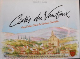 ETIQUETTE De VIN - " CÔTES Du VENTOUX " - Appel. Contrôlée 12° - 75cl - Parf. Etat - Côtes Du Ventoux
