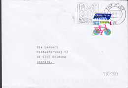 Netherlands Slogan Flamme "Postcode" TNT Post 2010 Cover Brief KOLDING Denmark PRIORITY Stamp Fahrrad Bicycle Velo Stamp - Covers & Documents