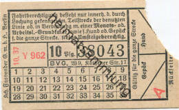 BVG Berlin Köthener Str. 17 - Fahrschein 1937 - Europe