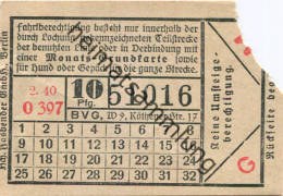 BVG Berlin Köthener Str. 17 - Fahrschein 1940 - Europe