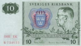 (B0100) SWEDEN, 1981. 10 Kronor. P-52e. XF - Sweden