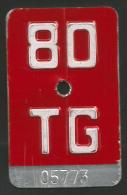 Velonummer Thurgau TG 80 - Number Plates