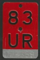 Velonummer Uri UR 83 - Nummerplaten
