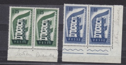 Europa Cept 1956 Italy 2v (pair)  VARIETY "white In "Poste" ** Mnh (31385) - 1956
