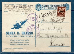 1942 Cartolina Postale F48 Posta Militare  -- Viaggiato Per FIRENZE -- - Military Mail (PM)