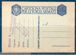 1940 Cartolina Postale F35 Posta Militare  -- - Military Mail (PM)