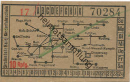 Halle - Strassenbahn Halle - Kinderfahrschein 10 Rpfg. 30er Jahre - Rückseitig Werbung W.F. Wollmer Kleider- Und Seidens - Europa