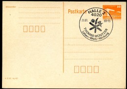 THOMAS MÜNTZER Halle 1989 Auf DDR P 86 II Postkarte - Théologiens