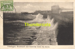 CPA  VLISSINGEN BOULEVARD MET BOMVRIJE TOREN BIJ STORM - Vlissingen