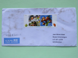 Japan 2015 Cover To Nicaragua - Flowers - Fruits - Brieven En Documenten