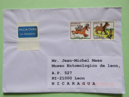 Sweden 2015 Cover To Nicaragua - Comics Horses - Brieven En Documenten