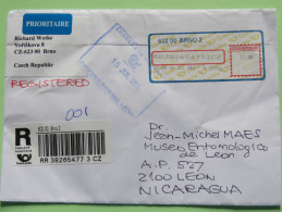 Czech Rep. 2015 Registered Cover To Nicaragua - Machine Franking - Brieven En Documenten