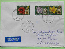 Romania 2015 Cover To Nicaragua - Flowers Clock - Cartas & Documentos