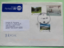 New Zealand 2013 Cover To Brasil - Waterfall - Ship - Bridge - Brieven En Documenten